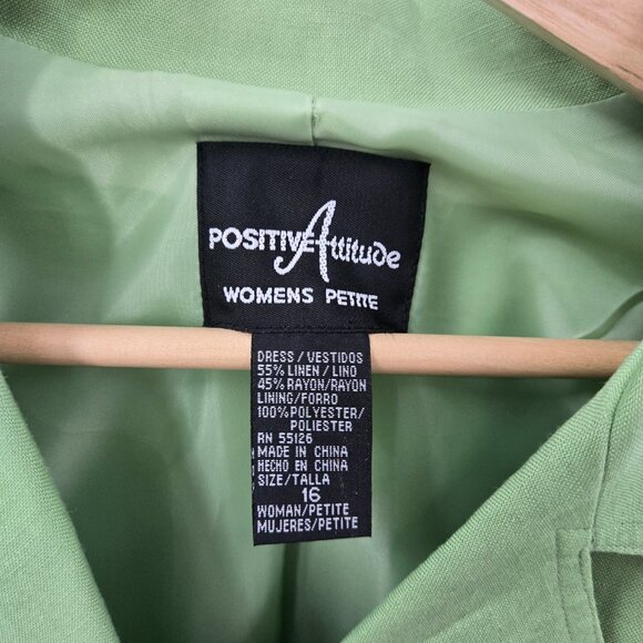Vintage Positive Attitude Petite Green Linen/Rayon Maxi Dress 16WP - Picture 13 of 16